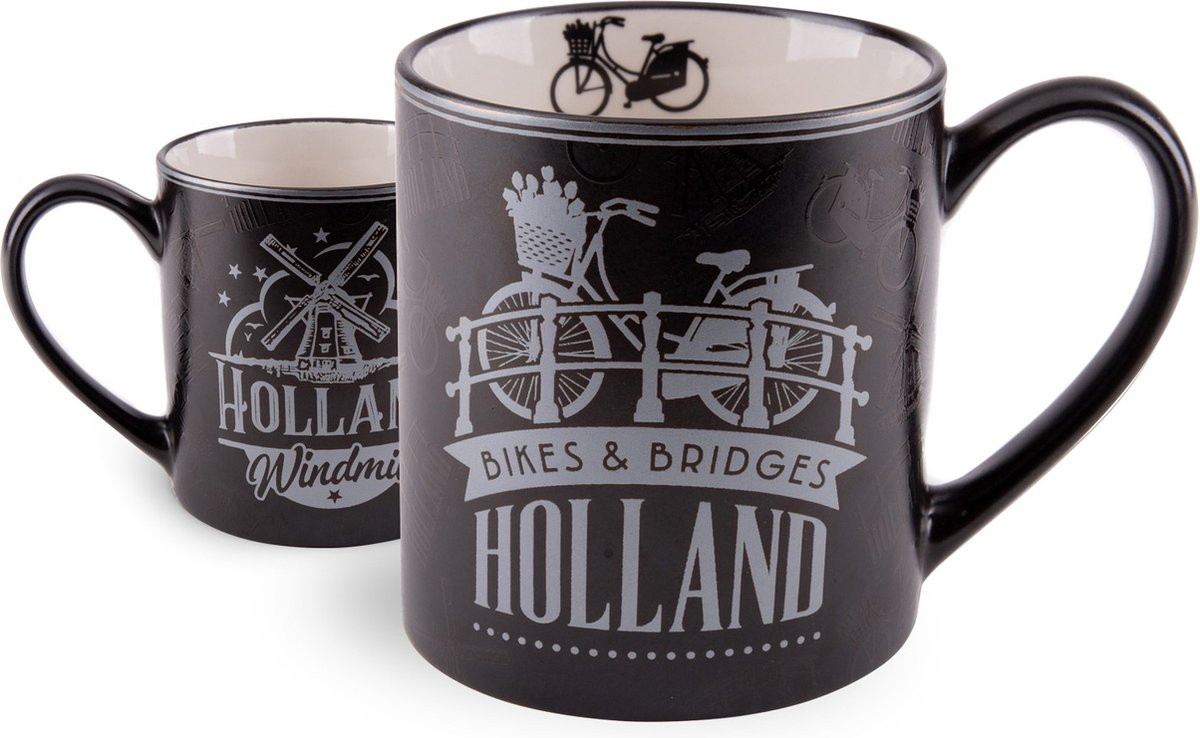 Beker Holland zilverfolie fiets en molen - Matix