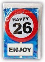 Happy Birthday kaart met button 26 jaar
