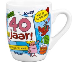 Top 10 Geschenkartikelen 2026: Cartoon cadeau koffiemok/theebeker - 40 jaar vrouw - 300 ml - 40e verjaardag - cadeau koffiemok
