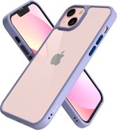 My Case geschikt Hoesje voor iPhone 13 hoes violet roze met metalen knoppen - transparante achterzijde - schokbestendig
