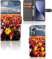 Telefoonhoesje met Tekst Xiaomi 12 | 12X Wallet Book Case Moederdag Cadeau Tulpen