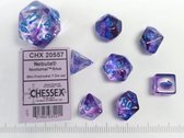 Chessex Nebula Mini-Polyhedral Nocturnal/blue Luminary Dobbelsteen Set (7 stuks)