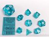 Chessex Translucent Mini-Polyhedral Teal/white Dobbelsteen Set (7 stuks)