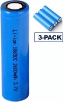 18650 Batterij 3.7V 2600mAh met buttontop - 3 PACK - 3 STUKS - Li-ion oplaadbare batterij