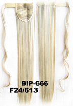 Wrap Around paardenstaart, ponytail hairextensions straight blond - F24/613