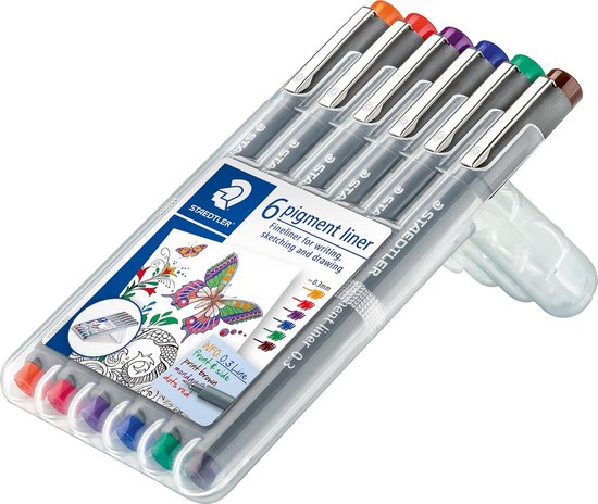 Pigment fineliner 6 colours 0.3 mm
