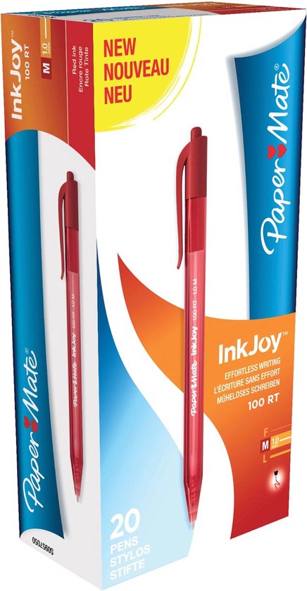Paper Mate InkJoy 100RT Kugelschreiber – 72 Stück (36 Schwarz, 36 Blau), 1,0 Mm M-Spitze, Glattes Schreiben