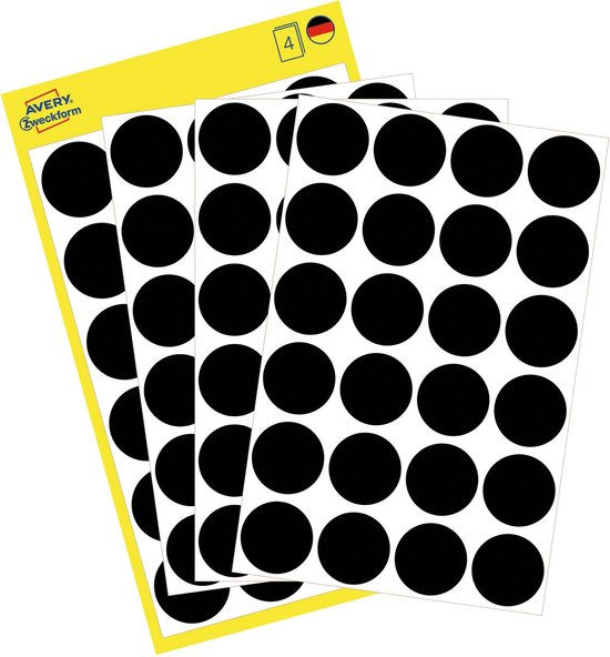 Avery ronde stickers etiketten - Zwart - 18 mm | bol