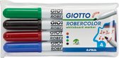 Giotto Robercolor marqueur pour tableau blanc pointe ronde moyenne étui de 4 couleurs assorties paquet de 20
