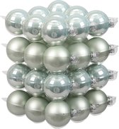 36x Kerstversiering kerstballen mintgroen (oyster grey) van glas - 6 cm - mat/glans - Kerstboomversiering
