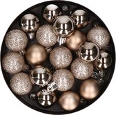 60x petites boules de Noël en plastique champagne - Mat/brillant/paillettes - Boules de Noël en plastique incassables - Décorations de Noël