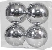 Othmar decorations Kerstballen - 4x - zilver - kunststof - 12 cm