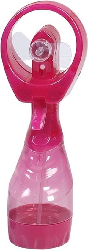 2x Waterspray ventilator roze 28 cm – draagbare handventilator met waterverstuiver, kunststof, batterijgevoed