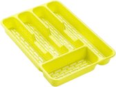 Bestekbak/bestekhouders 5-vaks lime groen - 24 x 24 x 4 cm - Keuken opberg accessoires