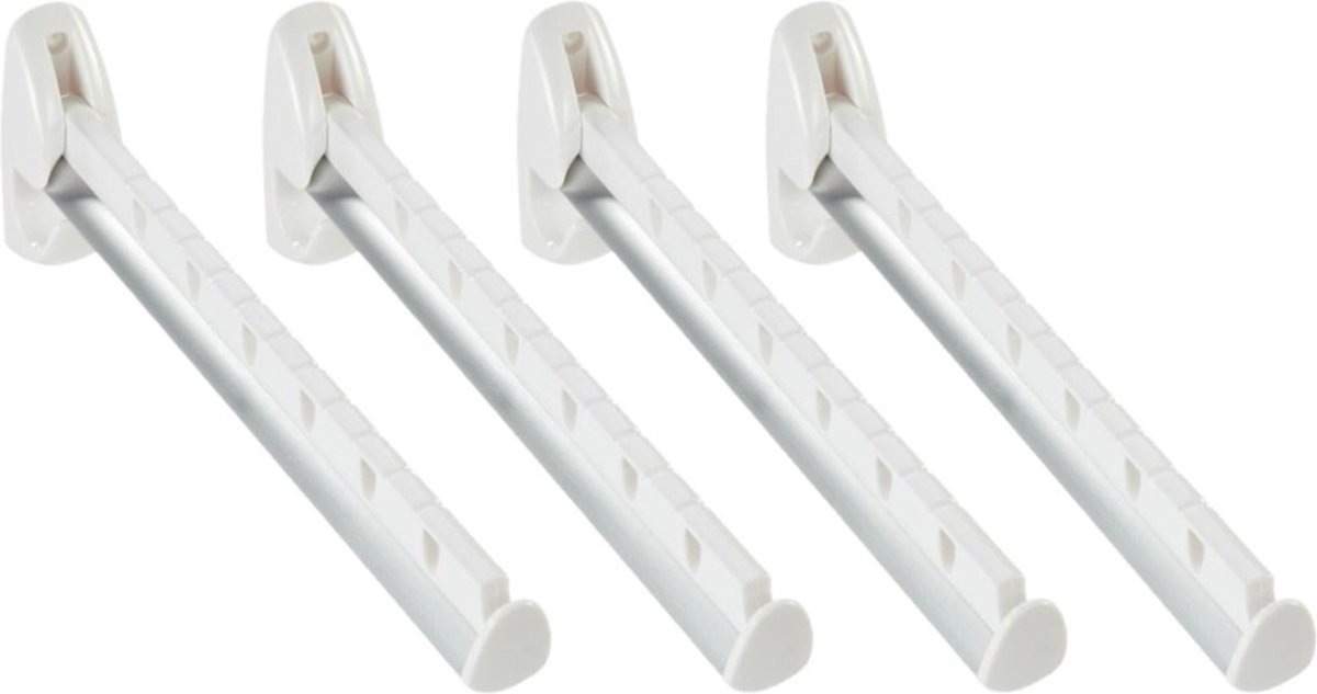 Leifheit Kledinghaak - Set van 4x stuks - inklapbaar - kunststof - wit - 31 cm