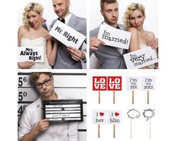 13-delig bruidsfotoprops pakket - trouwen - huwelijk - bruiloft - fotoprops - photobooth - vrijgezellenfeest