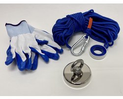 Wolff Mount Sterke Magneetvis set - Trekkracht 220KG - Handschoenen - 20 Meter Stevig Touw