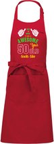 Cadeau d'âge - Tablier de cuisine de Luxe - Tablier BBQ - anniversaire - sarah - abraham - Awesome 50 ans - rouge