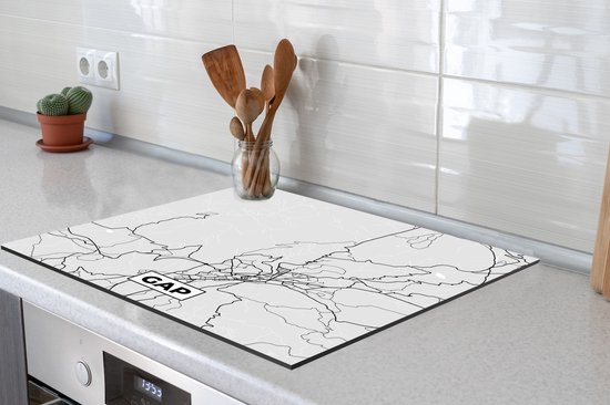 KitchenYeah® Inductie beschermer 78x78 cm - Plattegrond – Gap – Stadskaart – Kaart – Frankrijk - Kookplaataccessoires - Afdekplaat voor kookplaat - Inductiebeschermer - Inductiemat - Inductieplaat mat