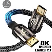 DINTO® HDMI Kabel 2.1 - 4K Ultra HD + 8K Ultra HD - 1.5 meter - HDMI naar HDMI - Playstation 5 kabel