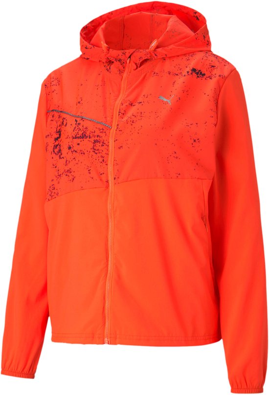 Foto: Puma run graphic hooded jas jack oranje maat s