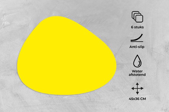 Set de table bio - Napperons de table bio - Sets de table - Jaune - Citroen - Néon - Motifs - 6 pièces