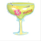 DW4Trading Folieballon Cocktailglas Welcome To Paradise - Feesten en Partijen - 60x78 cm - Groen
