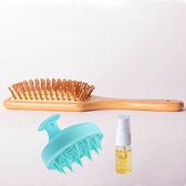 Aurgan Bamboe haarborstel – scalp massager set met arganolie - Haarverzorging - hoofdmassage