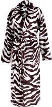 iSleep Badjas - Zebra Print - Zachte Fleece - Lang Model - Maat S - Bruin/Wit