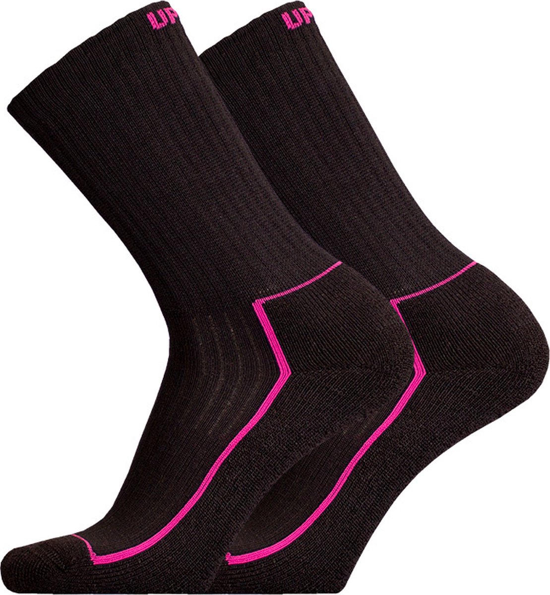 UphillSport - 2-Pack - Wandelsokken Unisex - Vochtregulerende Laagjes - Heren / Dames - zwart / roze - 36-38 - 77277/2