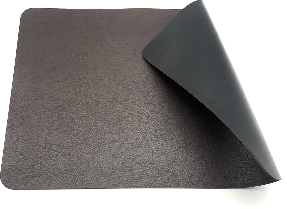 Luxe placemats lederlook - 6 stuks - donkerbruin - rechthoekig - 45 x 30 cm  - leer -... | bol.com