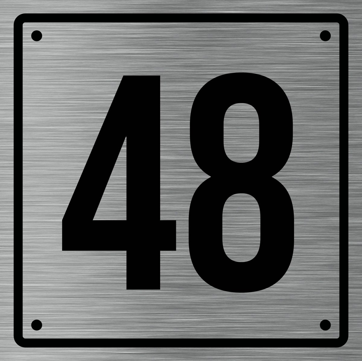 Huisnummerbord 48 - Incl. Schroeven en Pluggen – Acrylaat - 10 x 10 cm - RVS met Zwart