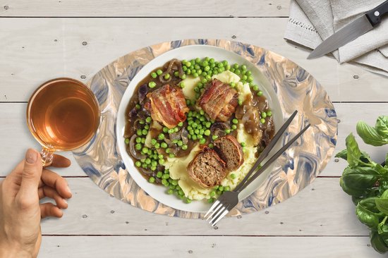 Napperons de table ovales - Sets de table - Sets de table ovales - Marbre - Grijs - Motifs - 6 pièces