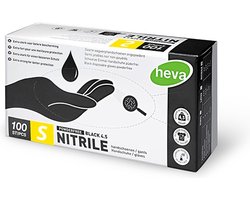 Heva Nitril Wegwerp Handschoenen Ongepoederd - S - 100 Stuks - Zwart