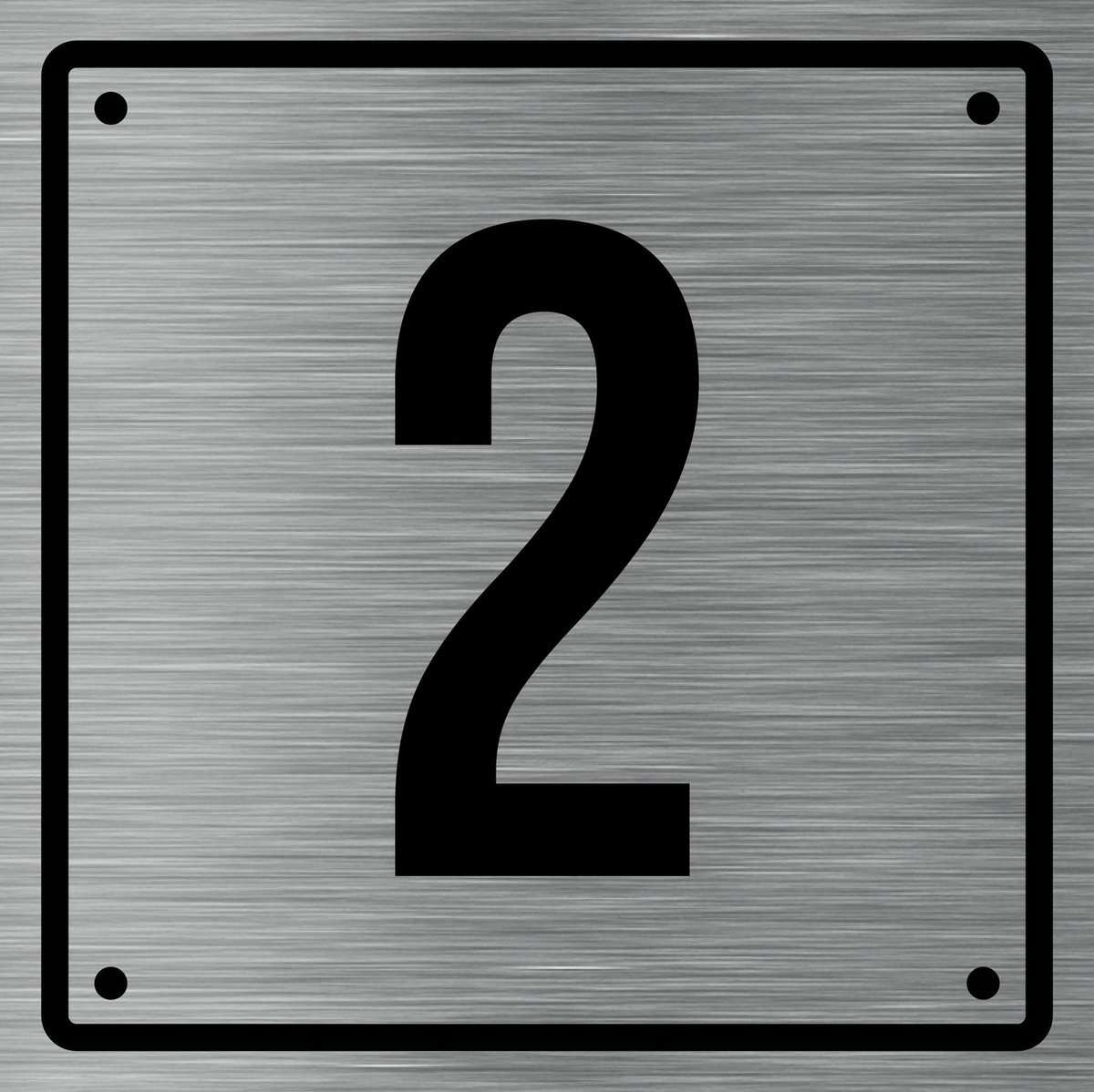 Huisnummerbord 2 - Incl. Schroeven en Pluggen – Acrylaat - 10 x 10 cm - RVS met Zwart