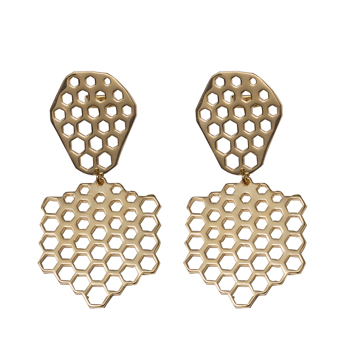 HÕBE – BeePendant Oorhangers – 18 Karaat Goud Verguld Messing – Handgemaakte Sieraad – Accessories – Dames Earrings– Bee Happy Collection