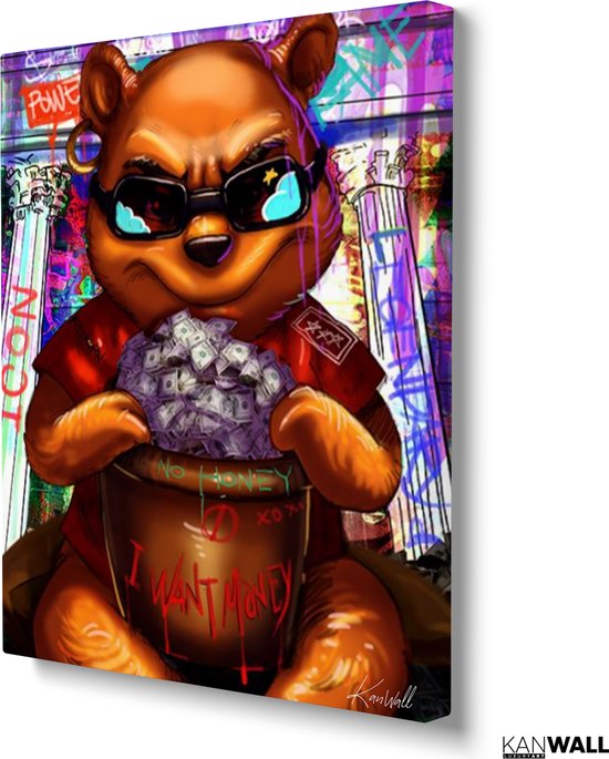 Peinture sur toile de Luxe Bain Winnie | 75 x 100 | Salle de séjour | Chambre à coucher | Bureau | Musique | Design | Art | Moderne | ** 4 CM D'ÉPAISSEUR ! EFFET 3D**