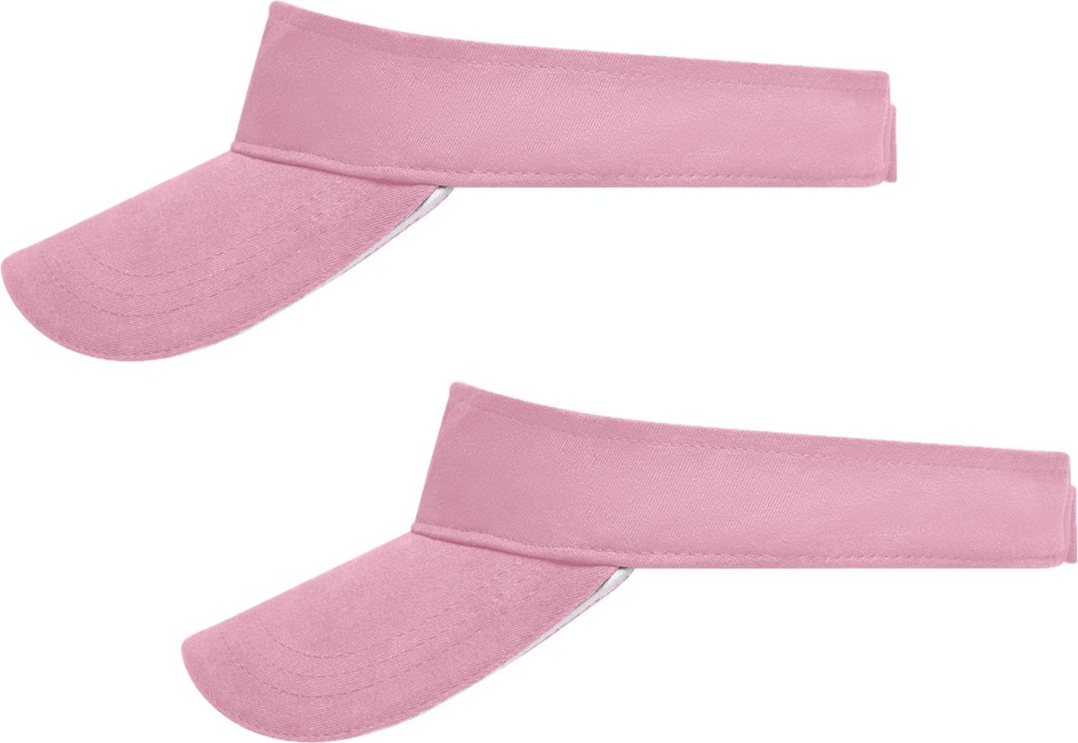 Set van 8x stuks zonneklep roze uni kleuren 47 cm - zonnehoedjes voor volwassenen
