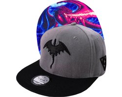 Capiche® Snapback pet Heren - Fire Dragon - Unisex - Onesize - Sportcap - Baseball Cap - Mannen - Grijs - Cap - Petten - pet dames - petten heren