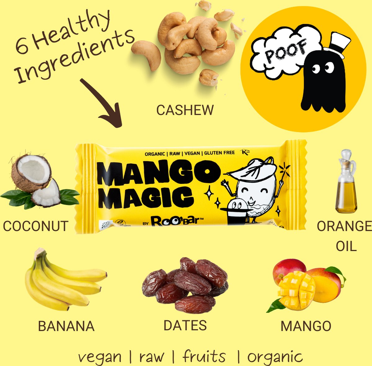 Roo'Bar | Nuts & Fruit | Mango Magic Bar | Box 20 stuks