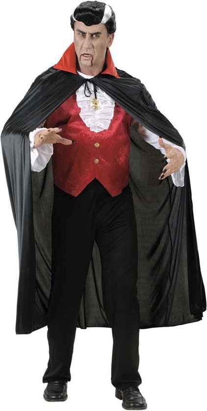 Vampier cape met rode kraag voor volwassenen Halloween artikel - Verkleedstrik - One size