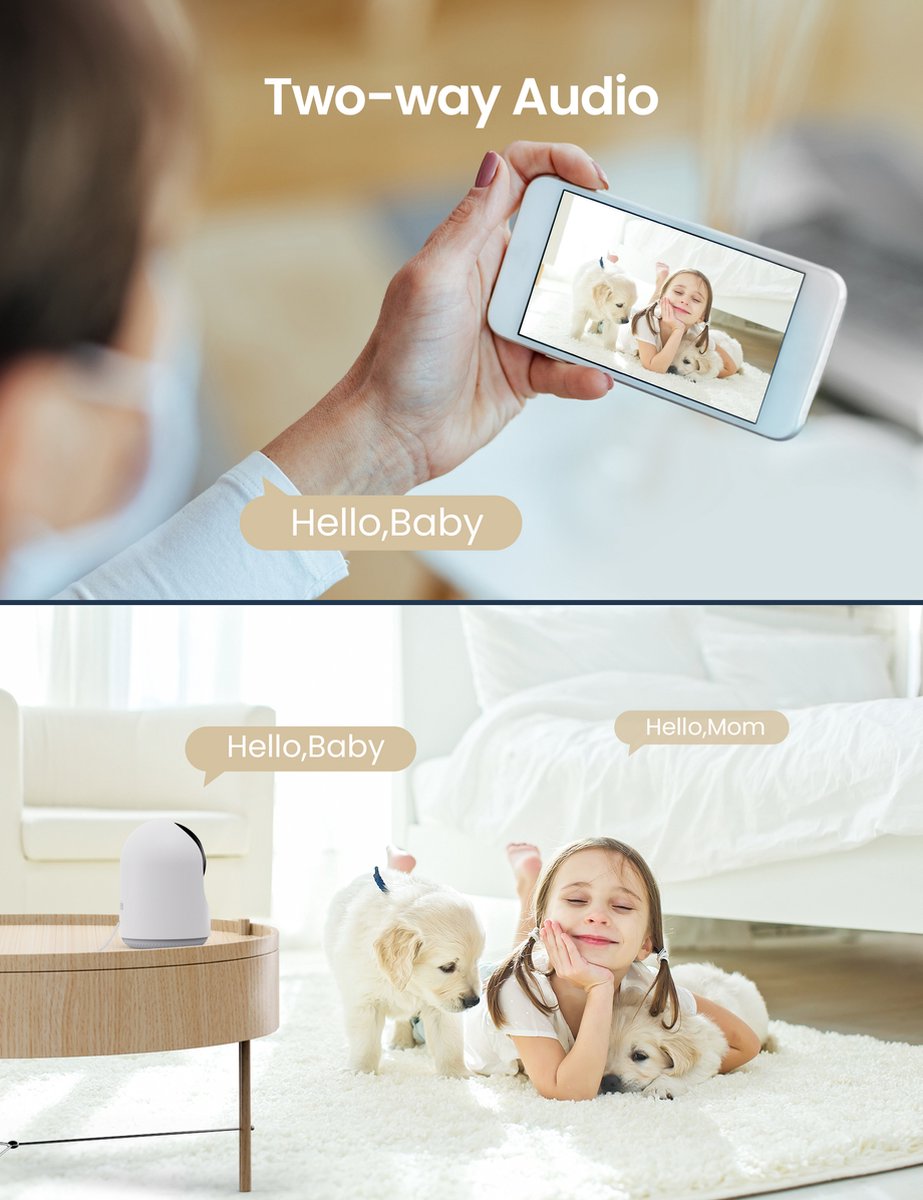 GNCC P1 Wifi Babyfoon met Camera 1080P - afbeelding 3