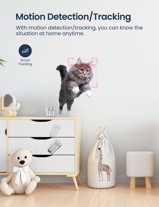 GNCC P1 Wifi Babyfoon met Camera - Met App - 1080P - Bidirectionele Audio - Super IR Nachtzicht - Bewegingsdetectie - Sirene - Wit