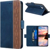 Hoesje geschikt voor iPhone 13 Pro Max - Bookcase - Pasjeshouder - Portemonnee - Patroon - Kunstleer - Donkerblauw/Rood