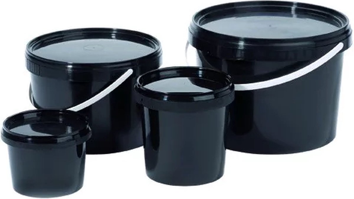 FINIXA Zwarte Bewaarbekers met deksel voor watergedragen en UV lakken - 0,5 liter