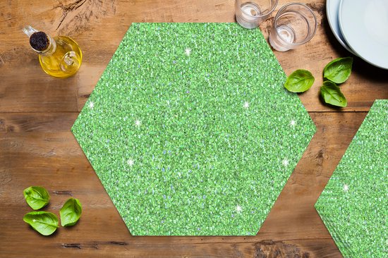 Napperons hexagon - Dessous de verre - Set de table hexagonal - Olivine - Pierres précieuses - Zodiac - Pierre de naissance - Motifs - Lot de 6