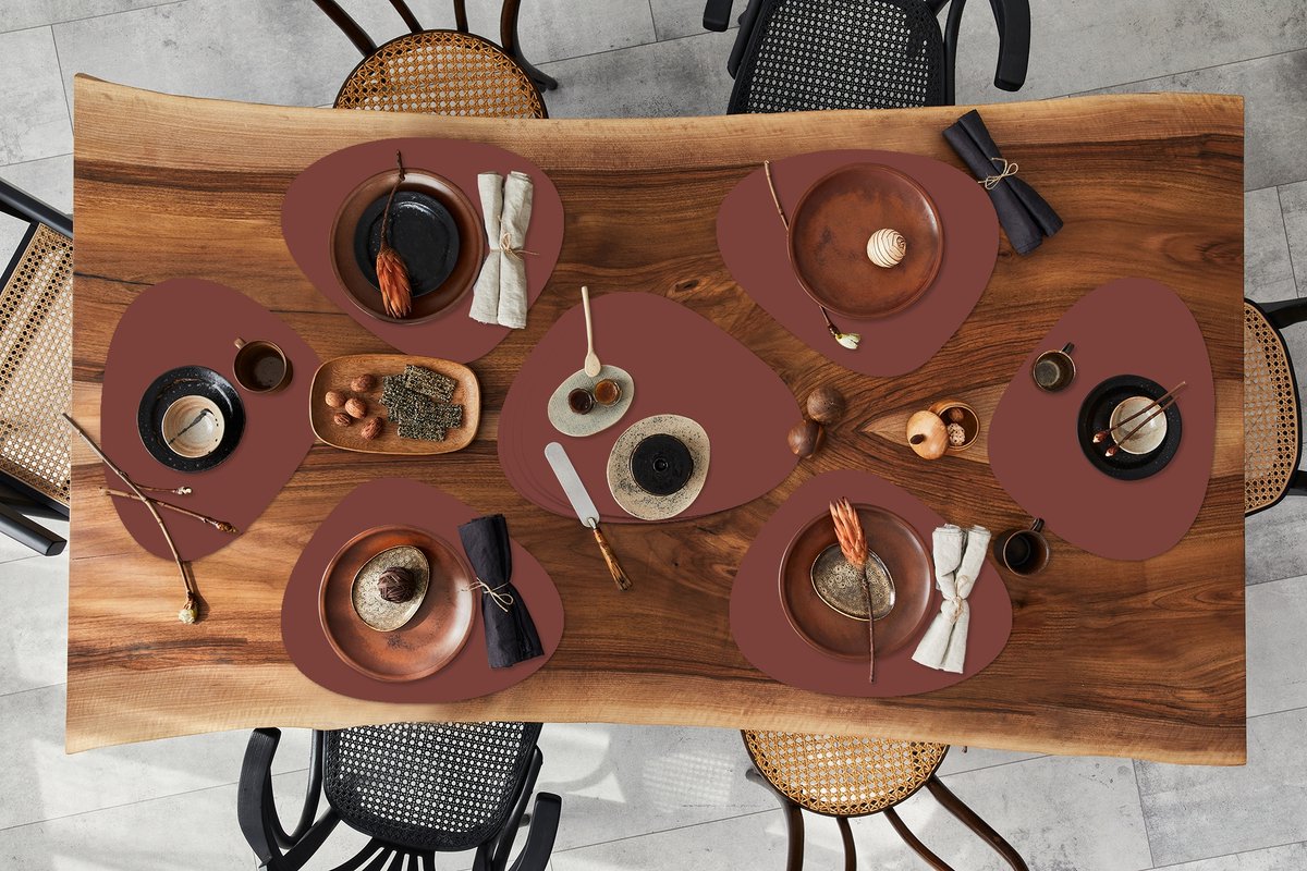 Placemat organisch - Placemats organic - Onderleggers - Palet - Rood - Interieur - 10 stuks