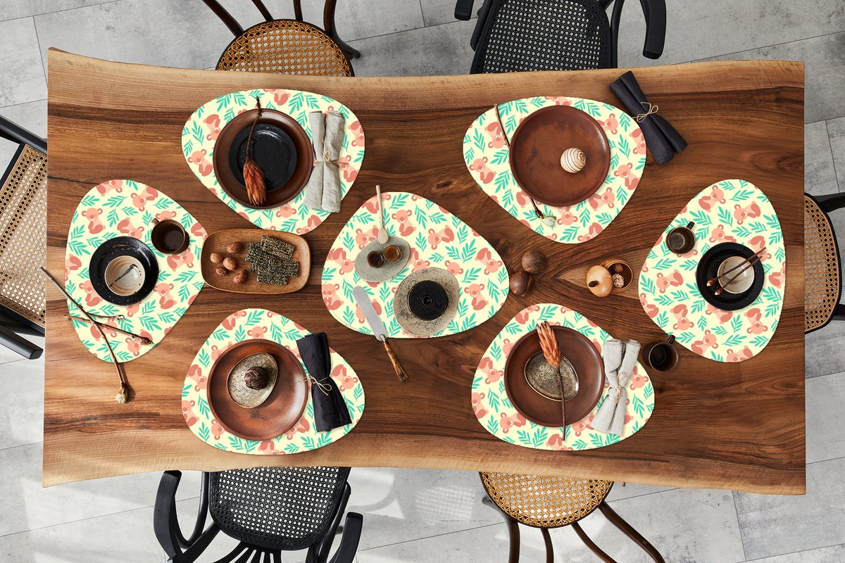 Placemat organisch - Placemats organic - Onderleggers - Jungle - Patronen - Koala - Dier - 8 stuks
