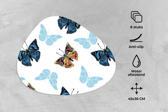 Set de table bio - Napperons de table bio - Sets de table - Papillon - Insectes - Motifs - Été - 8 pièces