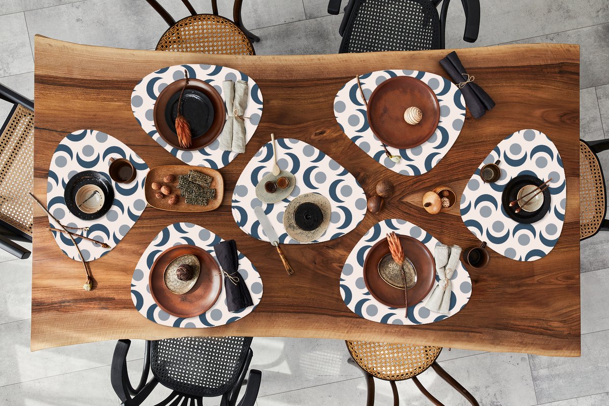 Placemat organisch - Placemats organic - Onderleggers - Maan - Design - Cirkel - 8 stuks